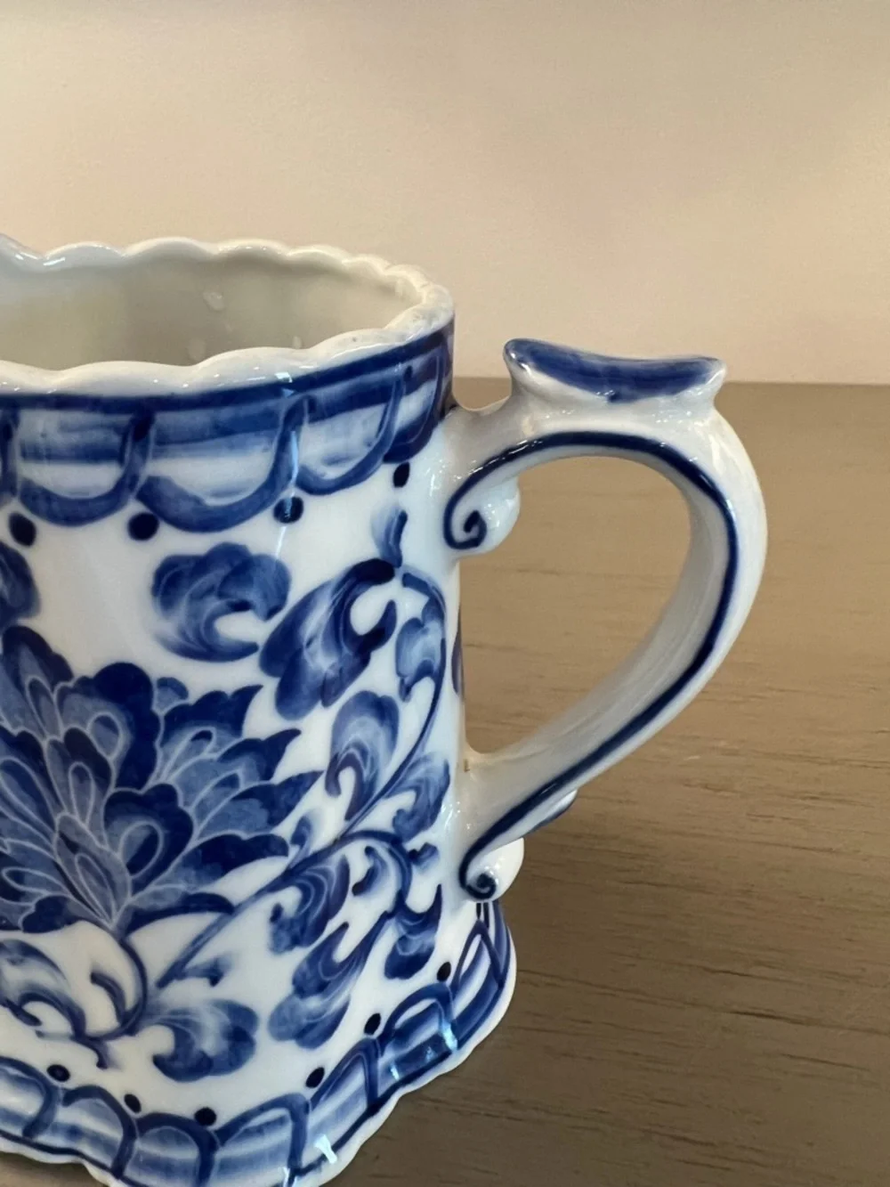 Andrea By Sadek Blue Mum Creamer Ceramic Blue & White Small Pitcher Vintage